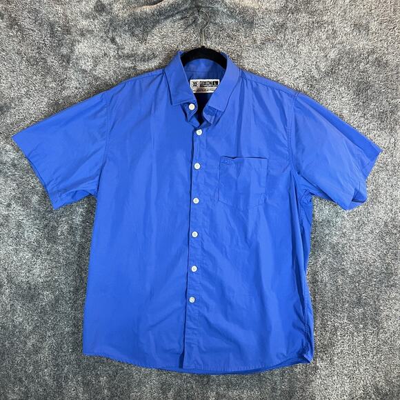 Dixxon Shirt Mens Large Blue Performance Bamboo Series Short Sleeve Button Up - Picture 1 of 7